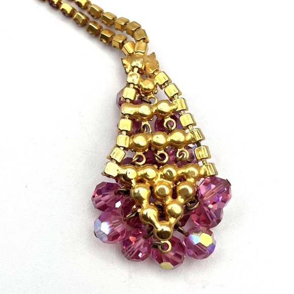 Juliana Delizza Elster Necklace Pink Cha Cha Rhinestone Crystal Cluster Necklace - Picture 7 of 9